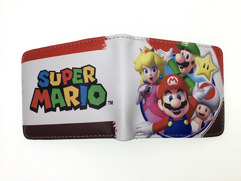 Nuevo Super Mary cartera corta Super Mario estudiante unisex pu cuero Snap cartera