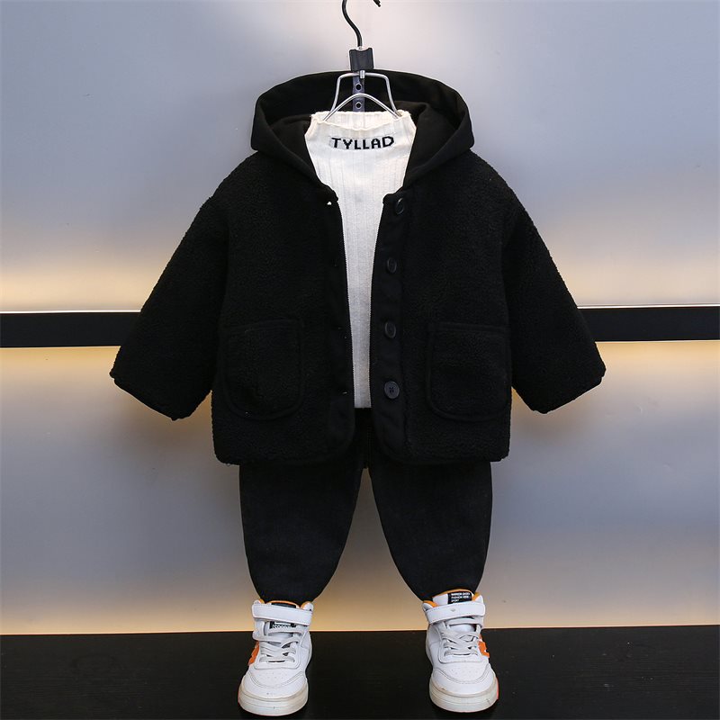 (2개) LAMBSKIN BOYS WINTER COAT 2024 새로운  유행 잘 생긴 겨울 코트 면 두꺼운 어린이 모직 스웨터