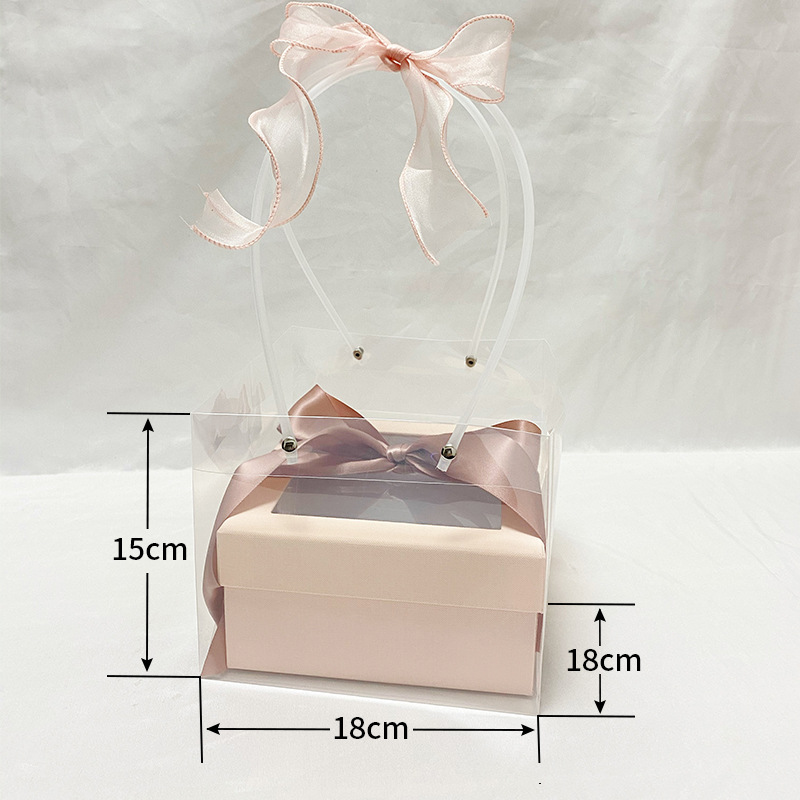 Directo de fábrica transparente flor bolso trapezoidal ramo bolso de mano Día DE LA Madre bolsa de regalo de mano