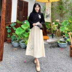 现货流行2025秋季新中式套装风铃百合汉服中国风日常一件代发包邮