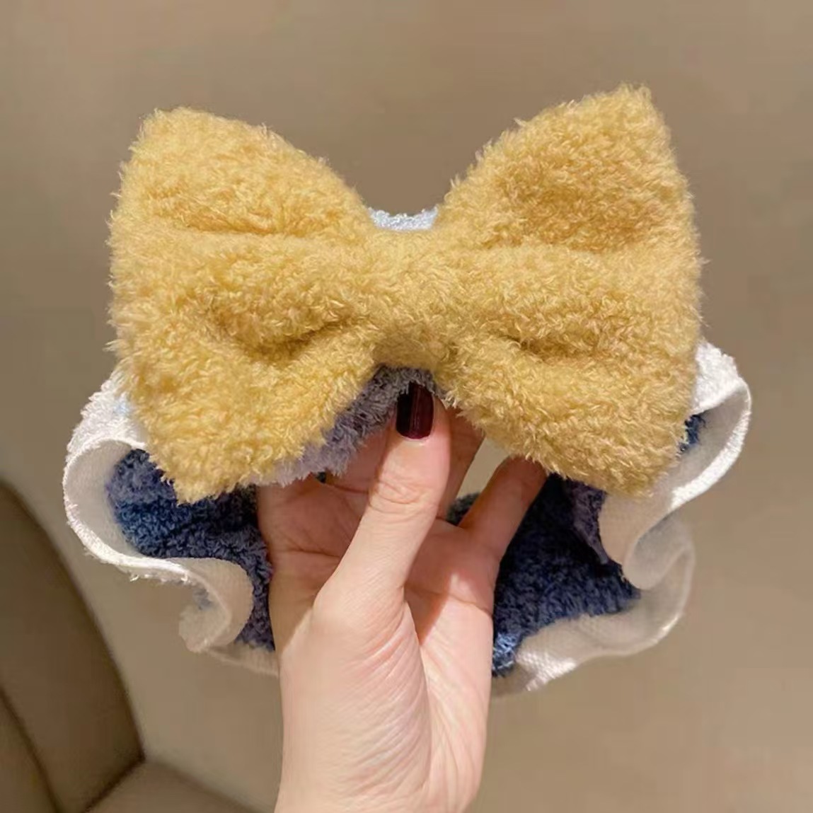 Peluche de felpa, banda para el cabello, banda para el cabello, máscara para mujeres, tocado para el lavado de cara, diadema impermeable y a prueba de humedad, banda para el cabello, accesorios para el cabello