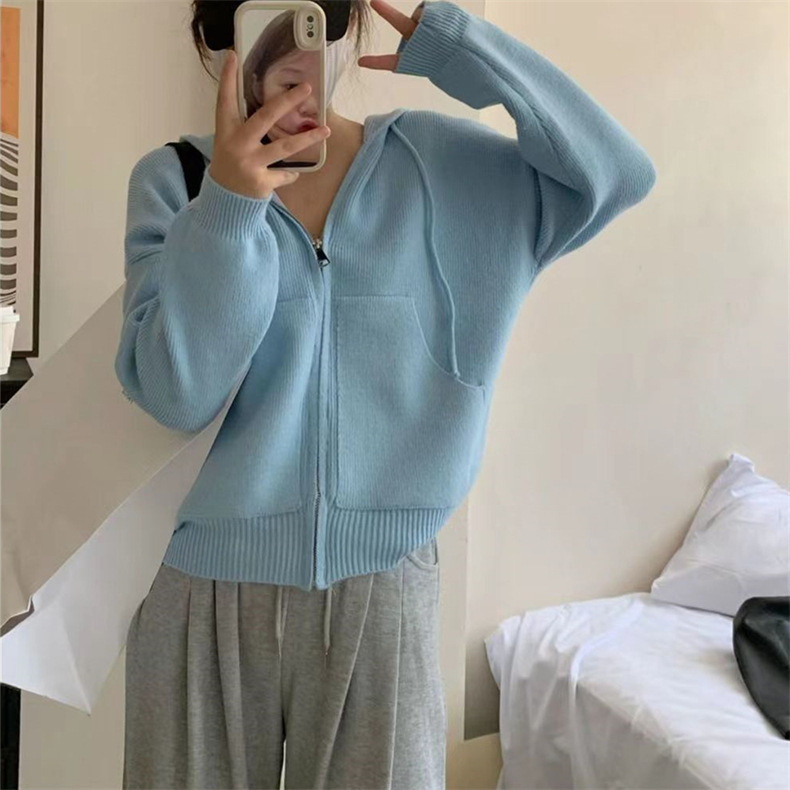 The laid-back style loose, casual and versatile sweater jacket is a new fashion hooded knitted cardigan for women in the autumn and winter of 2022 pic 46