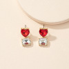 South Korean goods heart shaped, cute earrings, bright catchy style, Chanel style