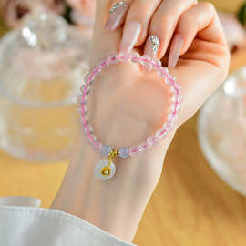 批发天然水晶粉晶海蓝玉手串平安扣吊坠新中式小众轻奢原创女手链