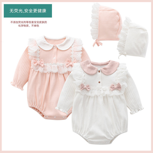 Girls' Spring and Autumn Style Korean Version Baby Bodysuit Newborn Clothes Long Sleeve Princess Style Top Baby and Toddler Clothing