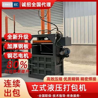 小型塑料瓶废品纸箱编织袋易拉罐油漆桶压缩压块机立式液压打包机