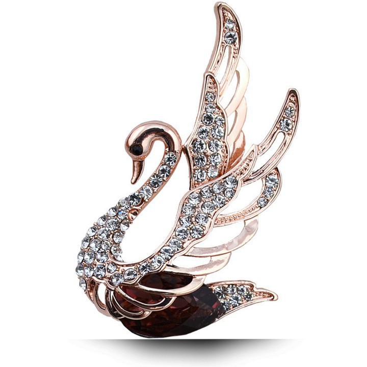 Alloy New Fashion Swan Rhinestone Brooch Elegant Suit Coat Corsage Jewelry Pin High-End Accessible Luxury Women