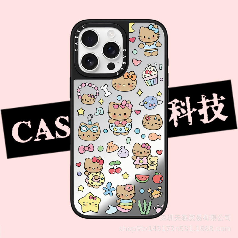 CASET联名夏威夷KT猫用苹果iPhone16ProMax手机壳15Pro潮牌14镜面|undefined
