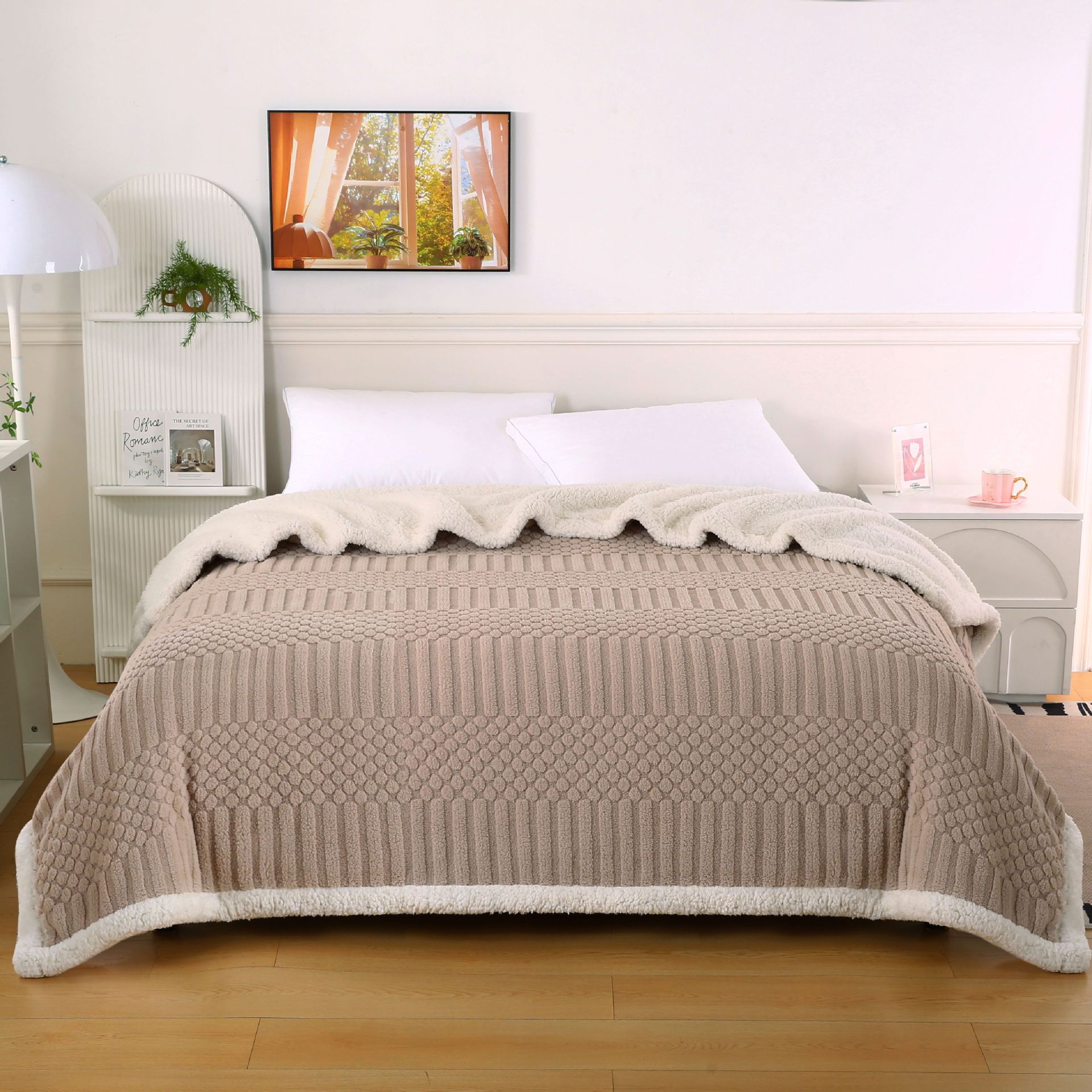 2024 nueva manta de terciopelo de doble capa de jacquard de punto, lana de cordero, sofá grueso, manta, edredón de invierno al por mayor