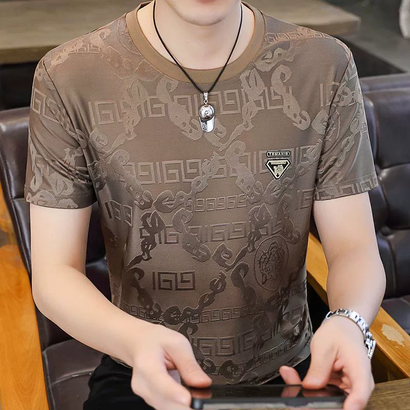 Производитель высокого класса с круглым вырезом и высоким плотным жаккардовым льдом с короткими рукавами футболки с короткими рукавами