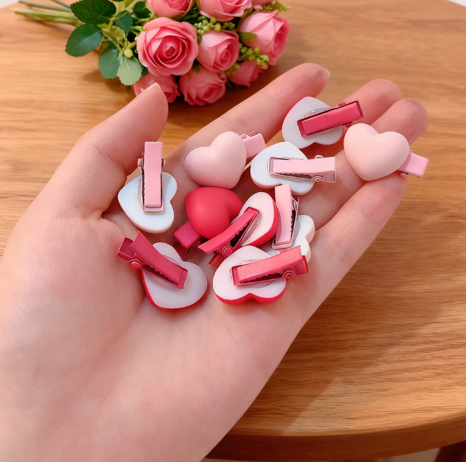 Fermaglio capelli cuore rosa accessorio frangia donna_voghion.com