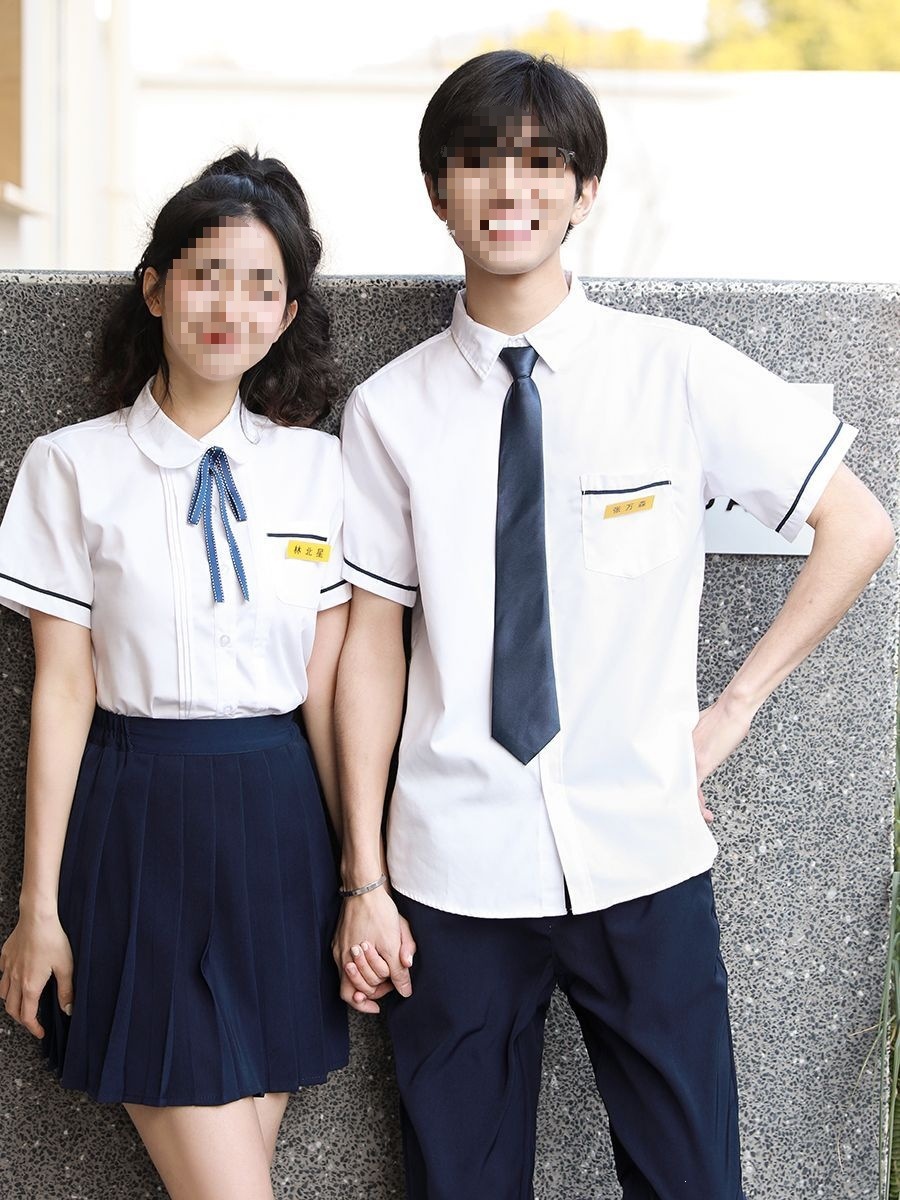 韩版南川中学生班服短衬衫校园校服套装女学院风毕业表演服有吊牌