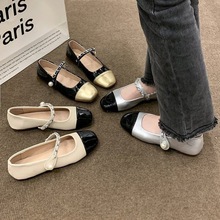 复古玛丽珍鞋红色浅口百搭小皮鞋2024夏新款小众法式皮质平底女鞋