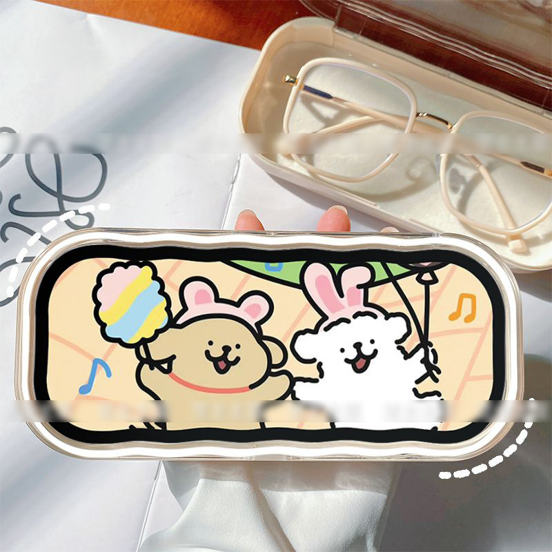 Estuche para gafas moderno con un toque de alta gama, diseño ondulado y bonito, estuche transparente portátil para gafas, estuche para gafas de miopía, estuche para gafas infantiles.