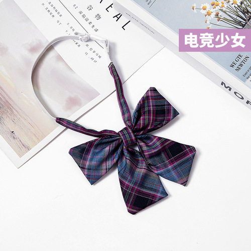 JK uniform plaid collar flower gentle knife sailor collar accessories long handle double layer school uniform tie boxer bow tie