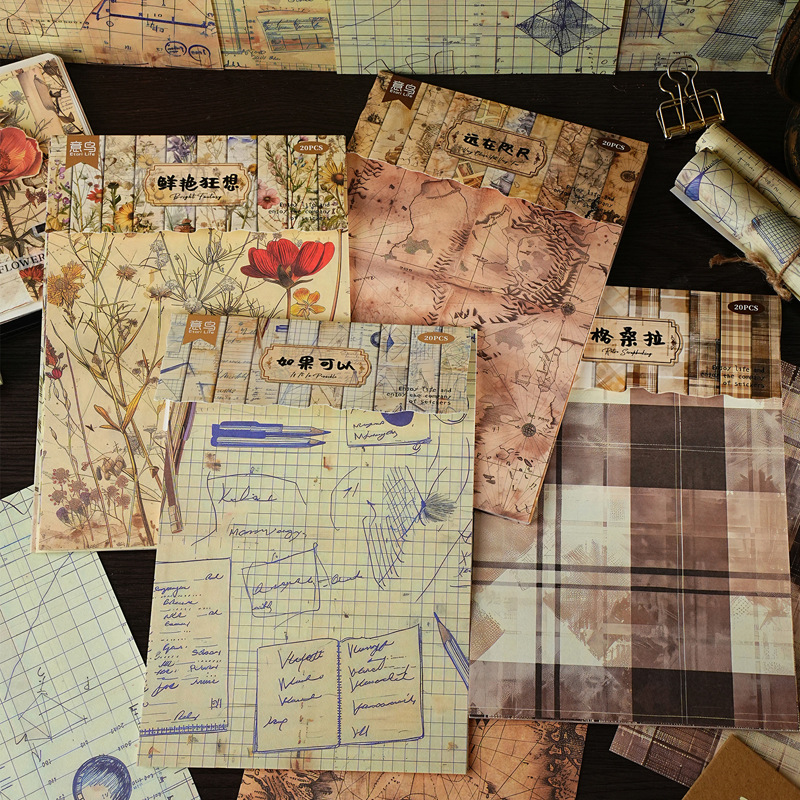 Papel de material A5 de pájaros italianos Retro hacer el viejo viento desgarrable material de decoración de tela de mano papel de fondo de mensaje de estudiante papel de material