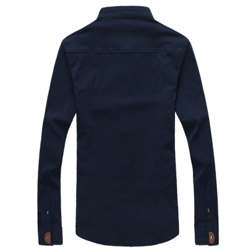 Spring and Autumn Korean Version Youth Trend Solid Color Slim Fit Long Sleeve Fashion Stand Collar Casual Shirt for Men