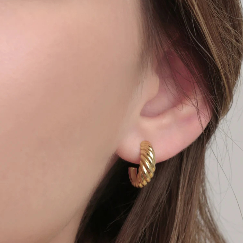 1 Pair Simple Style Twist Plating Stainless Steel Earrings display picture 2