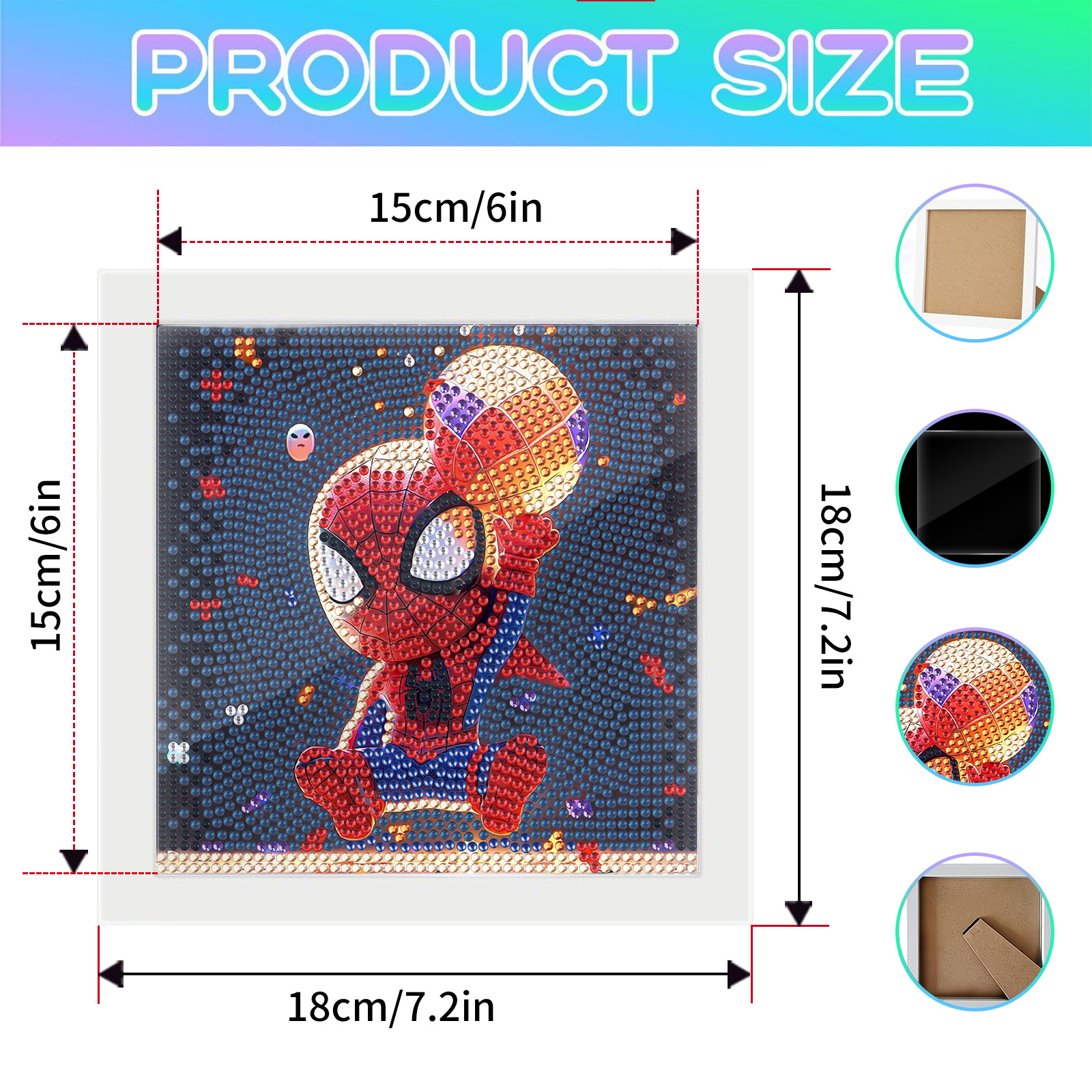 Marvel Spider-Man Diamond Painting con marco de dibujos animados Diamante diy Material de pegado hecho a mano para niños Juguete educativo Regalo
