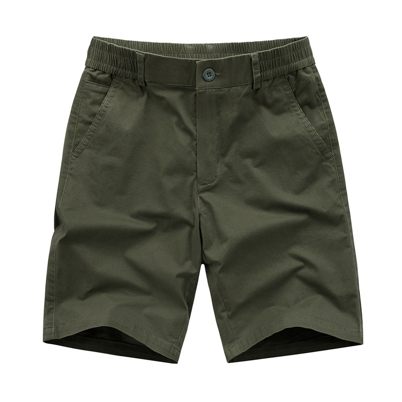 Youth Fashion Summer New Cotton Casual Shorts Men's Elastic Waist Five-Point Pants Workwear Multi-Pocket Beach Pants 7790