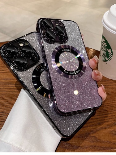 Suitable for Apple 15 mobile phone case magnetic plating 12 gradient glitter iphone 14 promax protective cover 13 silicone