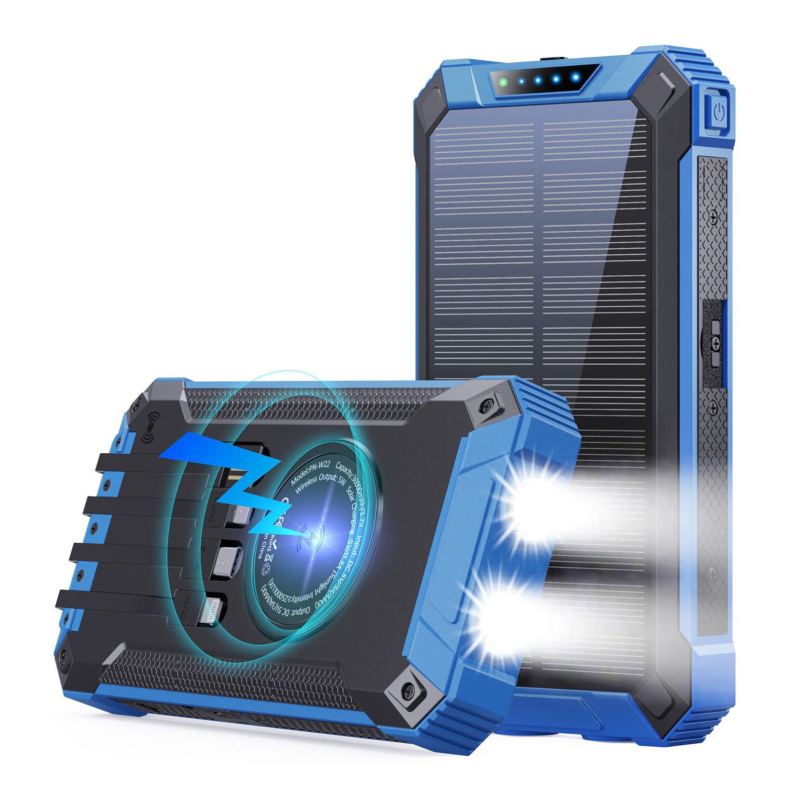 Fuente de alimentación móvil solar con carga inalámbrica transfronteriza, estándar real de 20000 mAh de gran capacidad, banco de energía para exteriores con logotipo personalizado