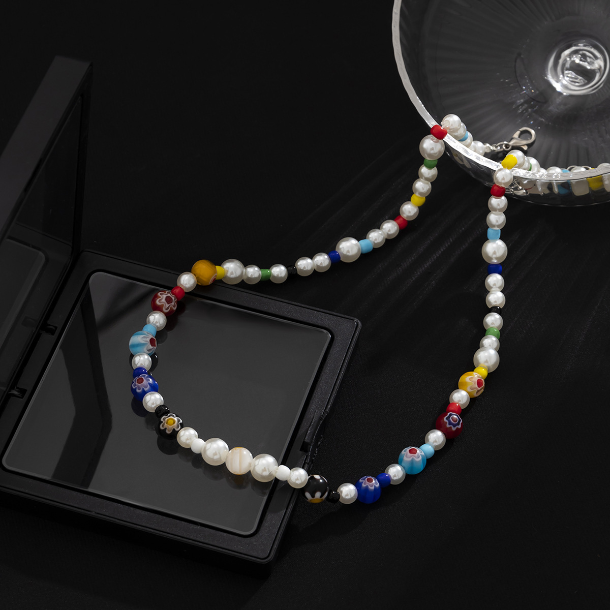 Beaded Design Simple Style Geometric Imitation Pearl Glass Beaded Unisex Necklace