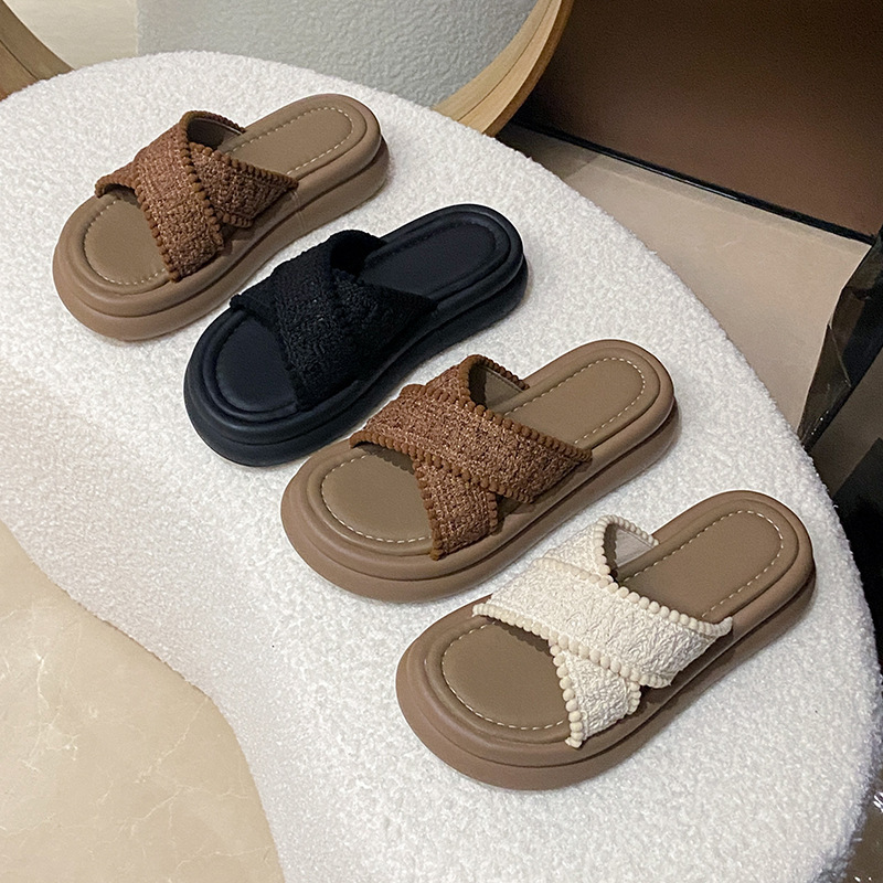 Women's Thick-soled Slippers Women's Summer Outer Wear New Fairy Bohemian Sandals Vacation Soft Flat Seaside Beach Shoes