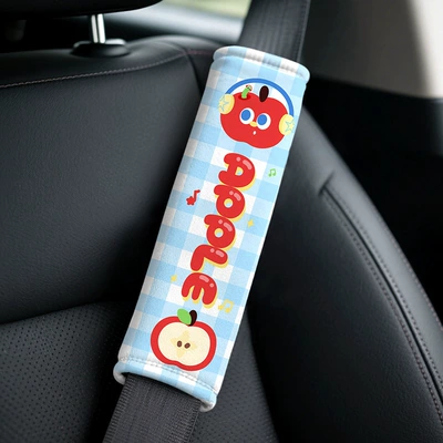 New Car Cartoon Seatbelt Shoulder Pads, Car-Mounted Cartoon Short-Haired Velvet Thickened Anti-Slip Seatbelt Shoulder Pads (Seat belt shoulder pad) - apple