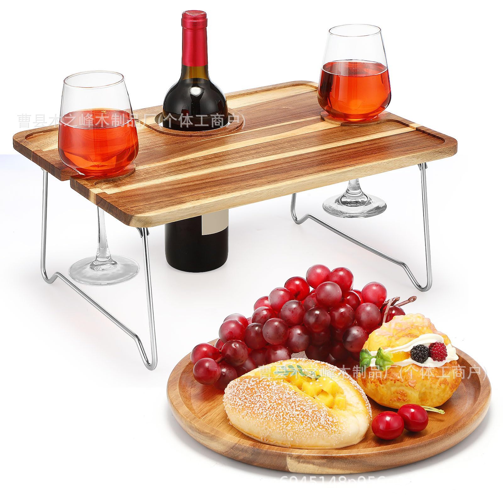 Bamboo Picnic Table Foldable Wine Table Portable Wooden Tray Table Outdoor Camping Picnic suit Cheese Tray
