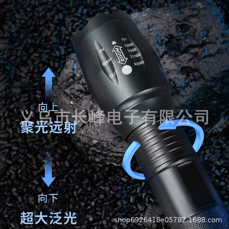T6 luz fuerte linterna LED recargable al aire libre Luz de aleación de aluminio zoom reflector mini iluminación A100