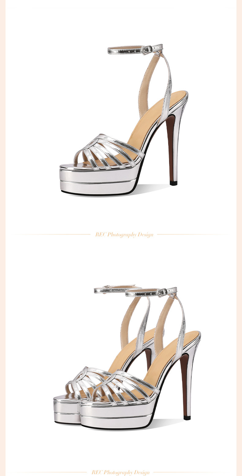 Sandal nữ cao gót mũi nhọn quai khóa một dây, đế platform chống nước, phong cách retro gợi cảm — đen chi tiết 6