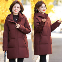 品牌高档白鸭绒羽绒服女中长款冬季妈妈装大码宽松加厚鸭绒服外套