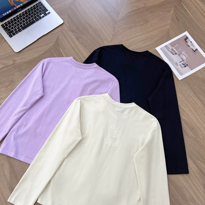 【Little Tree】027 Round Neck Long Sleeve T-Shirt for Women, New Spring and Autumn Solid Color Slim Fit Knit Top, Simple and Versatile 【Little Tree】027 Round Neck Long Sleeve T-Shirt for Women, New Spring and Autumn Solid Color Slim Fit Knit Top, Simple and Versatile
