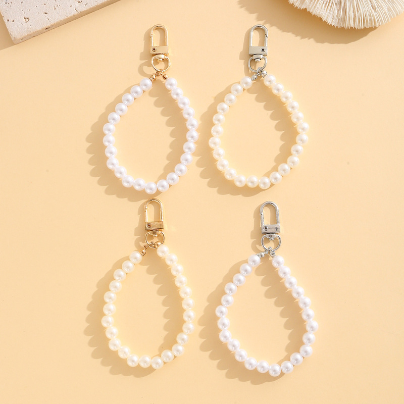 DIY Handmade Imitation Pearl Simple Small Short Chain Pendant Bag Pearl Chain Accessories Mobile Phone Case Keychain Decoration