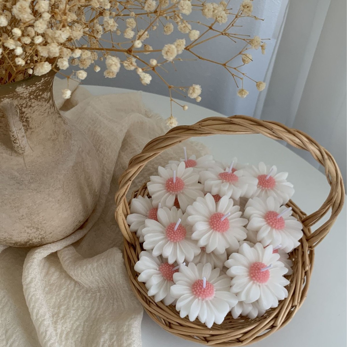 Vela aromática de margarida artesanal decoração e presente_voghion.com