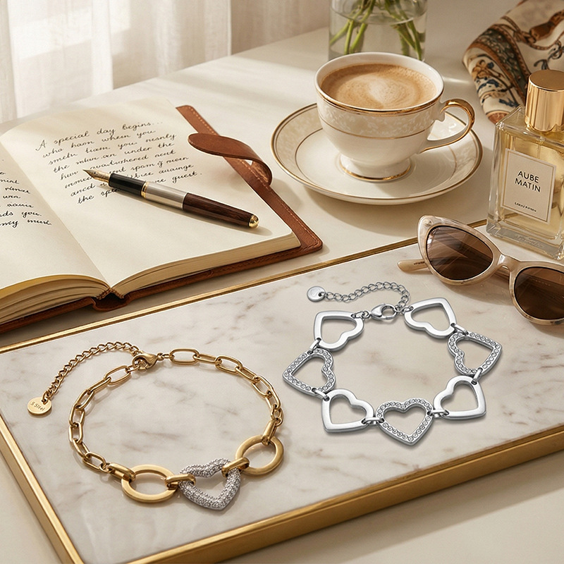 Tina Europa y los Estados Unidos transfronterizos de diamantes de amor pulsera dulce corazón de una niña universal estilo de alta calidad diseño de moda joyas de lujo ligeras