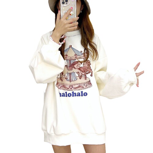 Parent-child set 2024 Spring and Autumn new mother and daughter clothing Carousel parent-child sports coat versatile casual top Korean style children's clothing