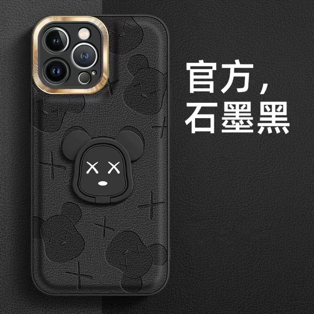 Marca de moda dibujos animados oso IPhone14ProMax cuero en relieve Apple 15PRO caja del teléfono para IP13/12