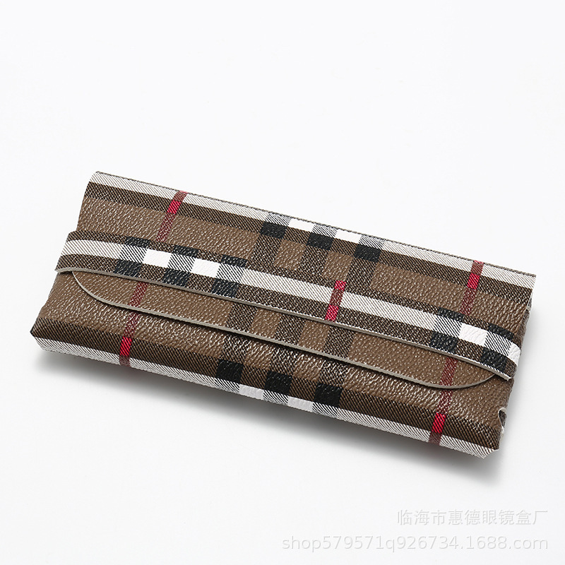 厂批眼镜盒现货新款单钉皮质墨镜包手工编织太阳镜盒子可印LOGO|undefined