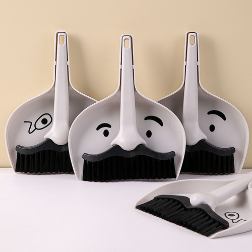 Desktop mini broom dustpan set Mr. Beard children's student desk combination cleaning broom garbage shovel