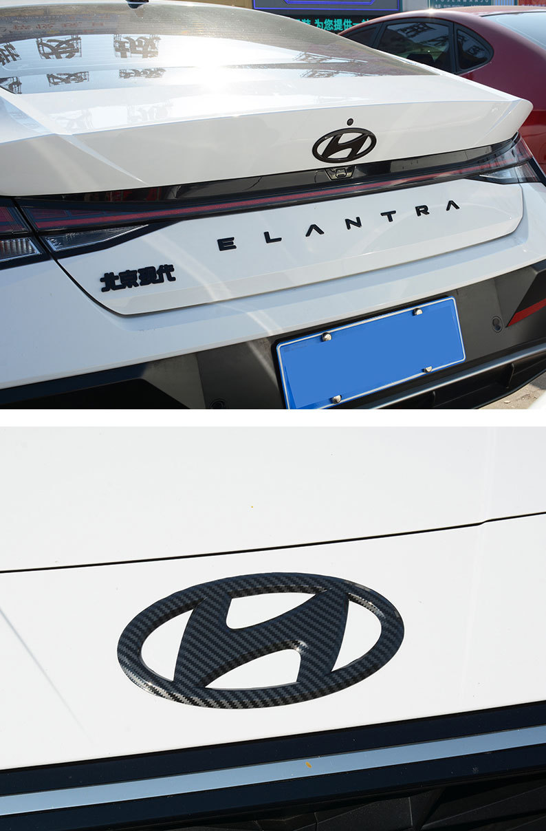 21-24 Seventh Generation New Elantra Front and Rear Car Logos Blackened with English Letters Black Label Modified for Decoration