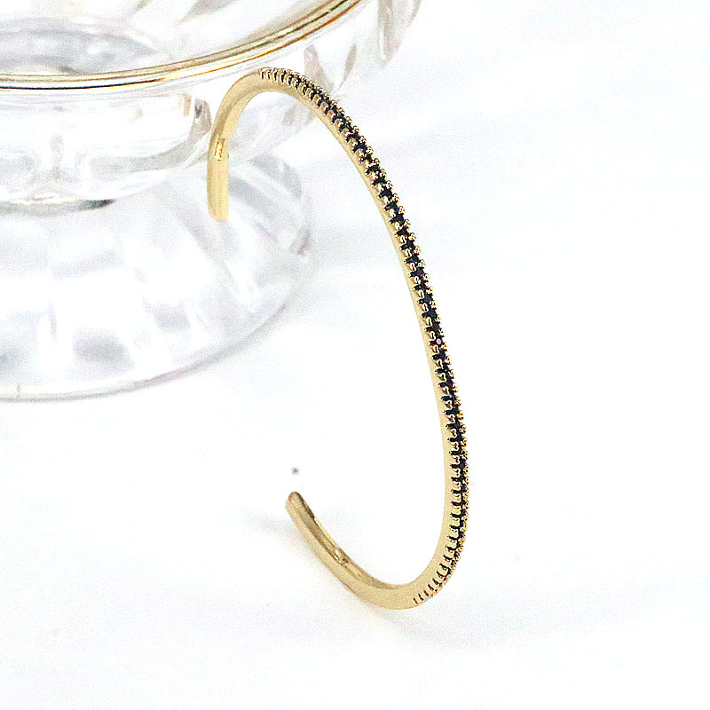 Fashion Geometric Copper Gold Plated Zircon Bangle