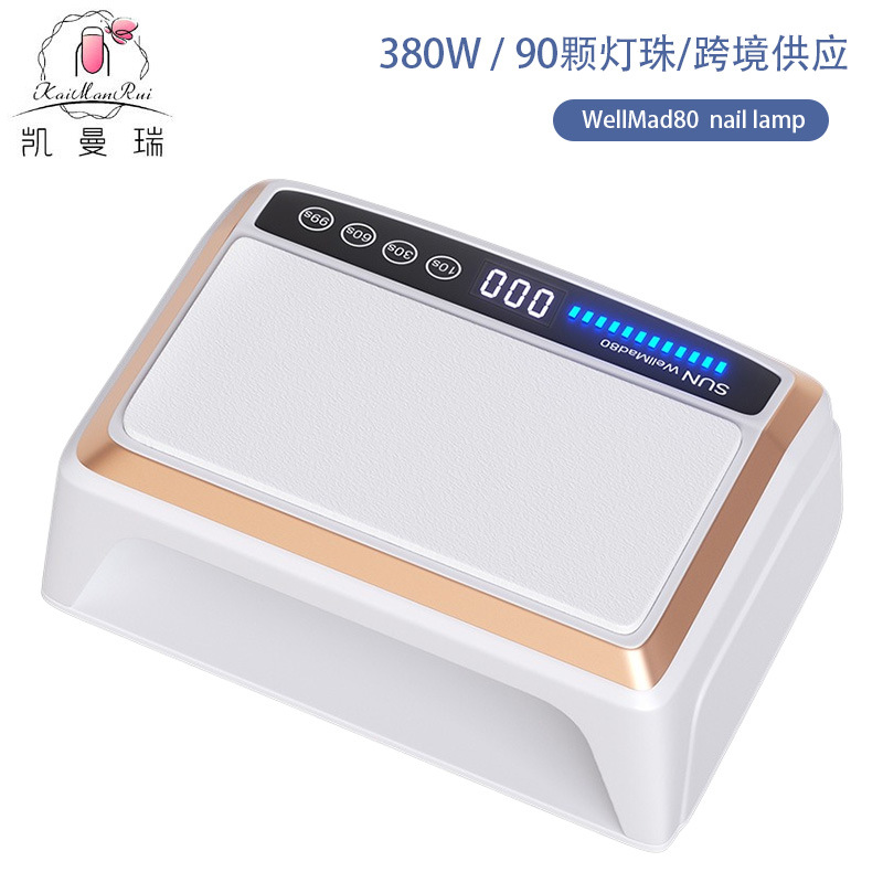 Luz de manicuras transfronterizas, almohada de mano, lámpara de fototerapia de dos manos, tienda de manicuras, lámpara de horneado de 380W, máquina de manicuras de curado de alta potencia