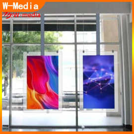 万马49寸液晶双面屏吊装广告机 展厅银行橱窗显示透明屏海报宣传