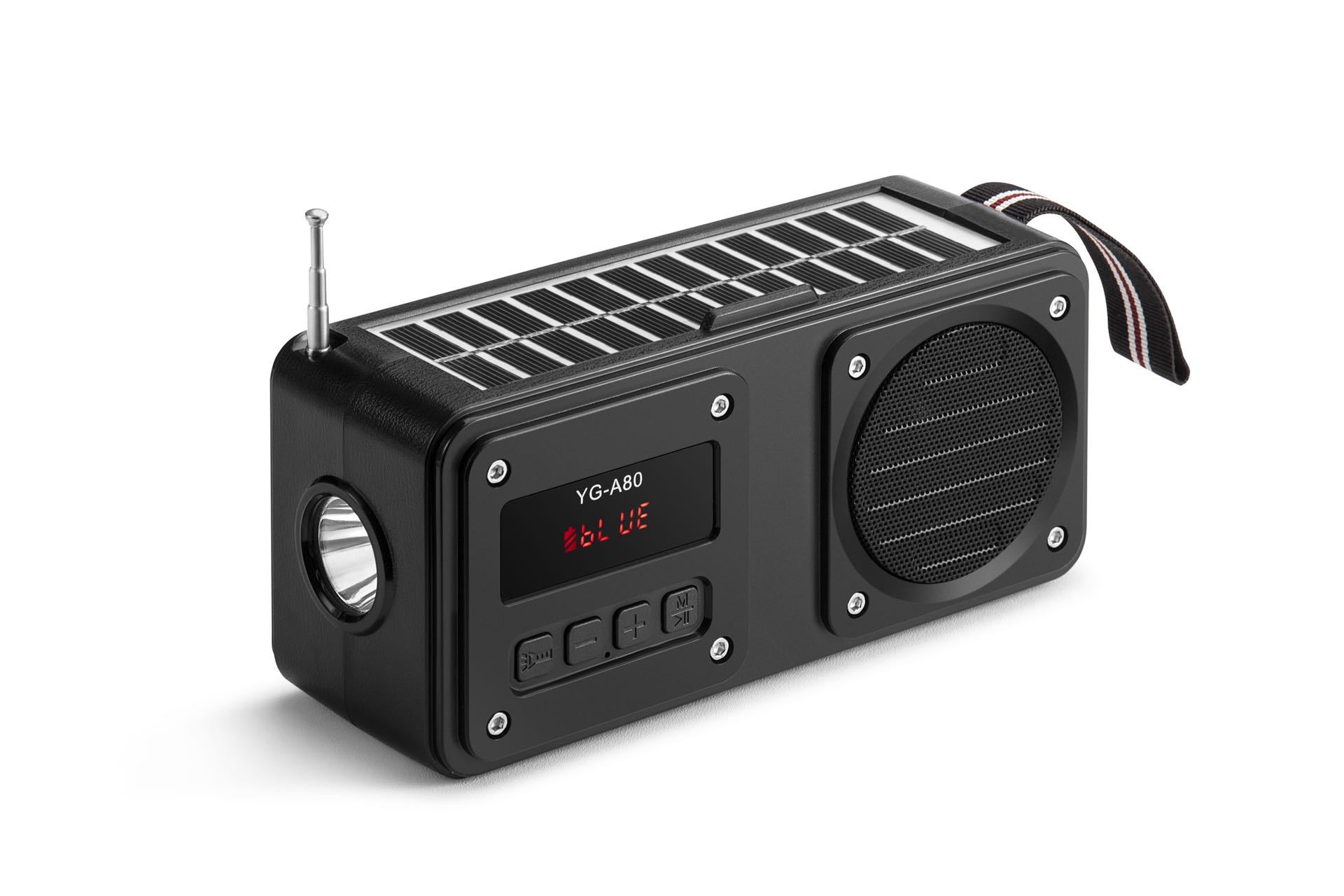 A80 square with screen Bluetooth speaker mini Card outdoor solar panel charging Antenna radio emergency lighting