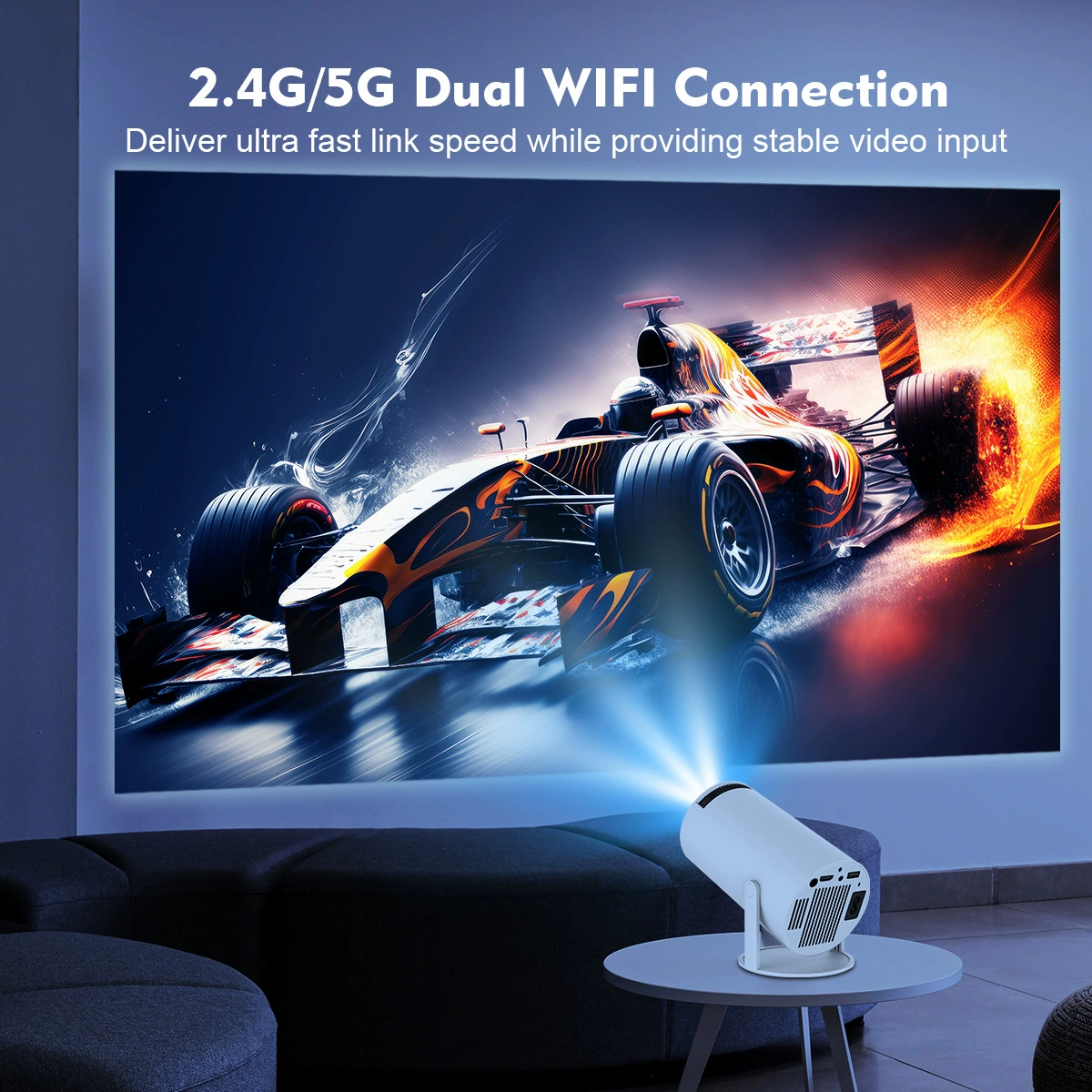 Проектор HY300pro для дома, 4K высокое разрешение, проекция на стену в спальне, Wi-Fi, Bluetooth, короткофокусный портативный проектор