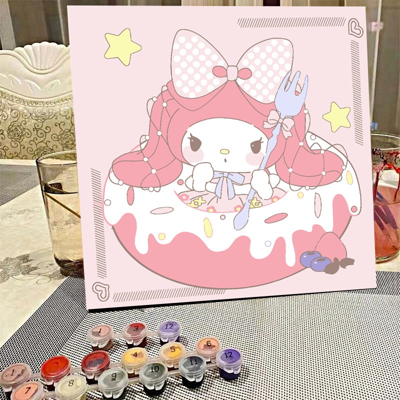 デジタル油絵diyの塗り絵の子供は漫画のアニメを埋めて色を塗ります。|undefined