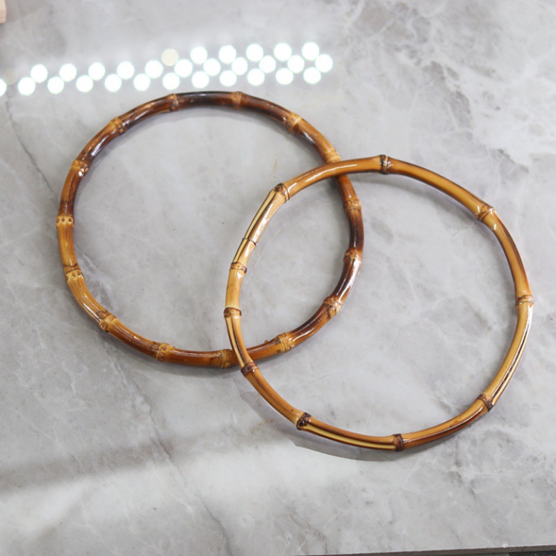 Anillo de bambú dorado en stock, productos de bambú chinos hechos a mano, anillo de mango de bambú DIY, anillo de bambú retro