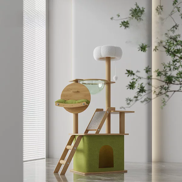 Cat climbing rack cat tree integrated large wooden cat rack house grab column does not occupy the delivery room space capsule cat rack wholesale